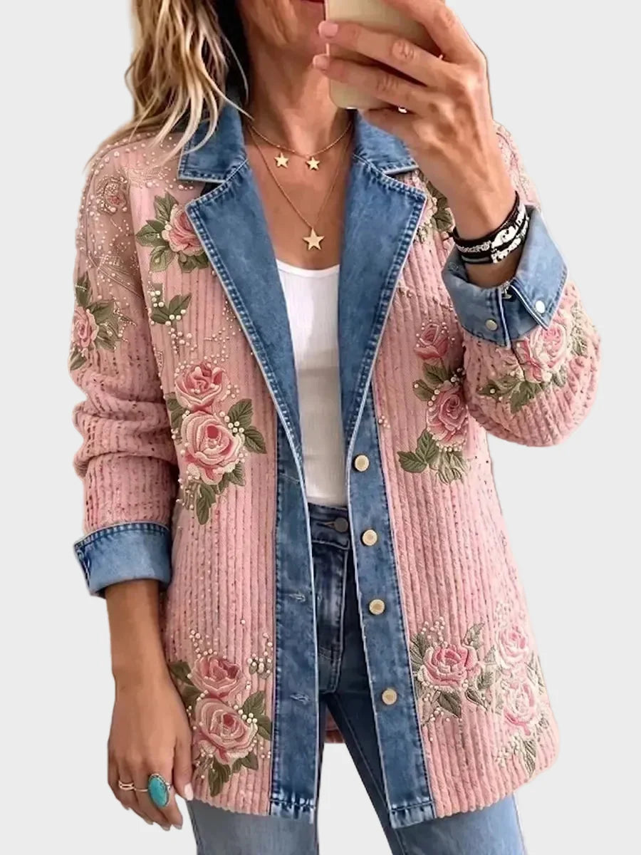 Natalie | Blazer vaquero patchwork rosa 1