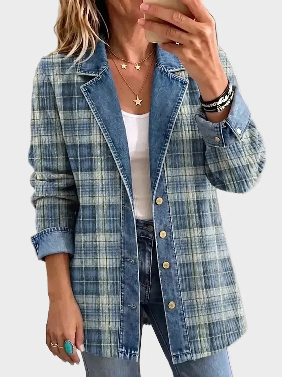 Leah | Chaqueta vaquera con estampado artístico 1