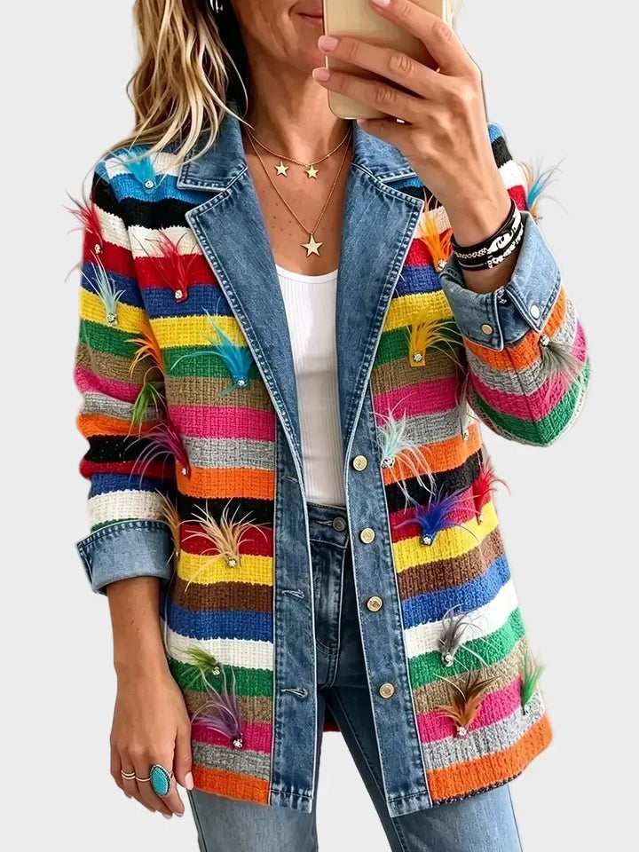 Caroline | Chaqueta vaquera con plumas 1