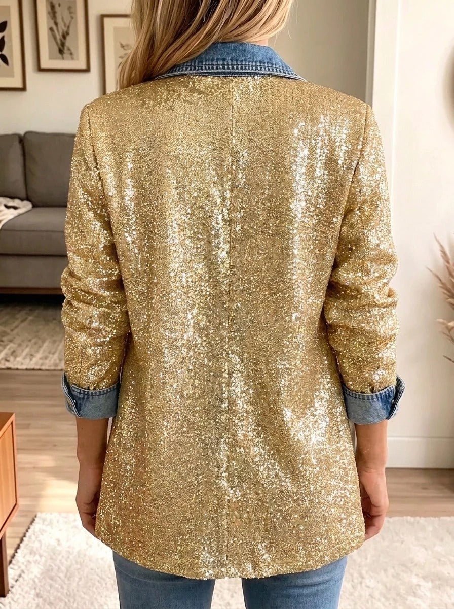 Addison | Chaqueta vaquera dorada con brillo 2