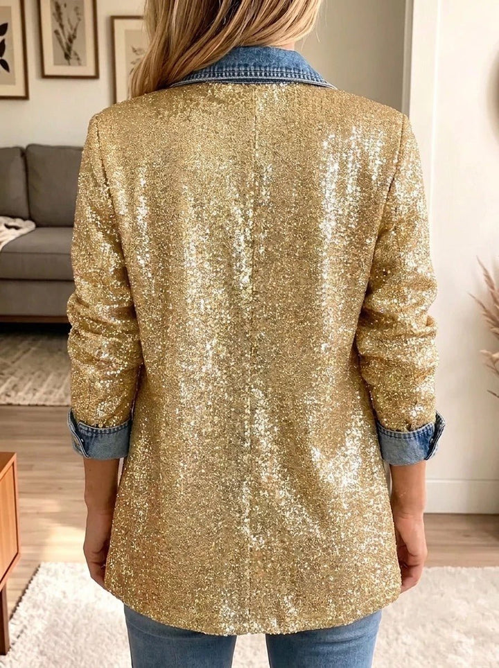 Addison | Chaqueta vaquera dorada con brillo 2