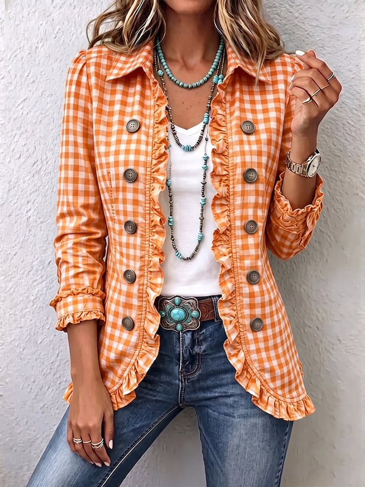 Evelyn | Chaqueta de cuadros con volantes 2