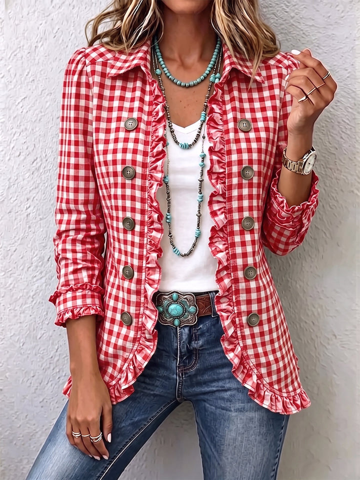 Evelyn | Chaqueta de cuadros con volantes 3