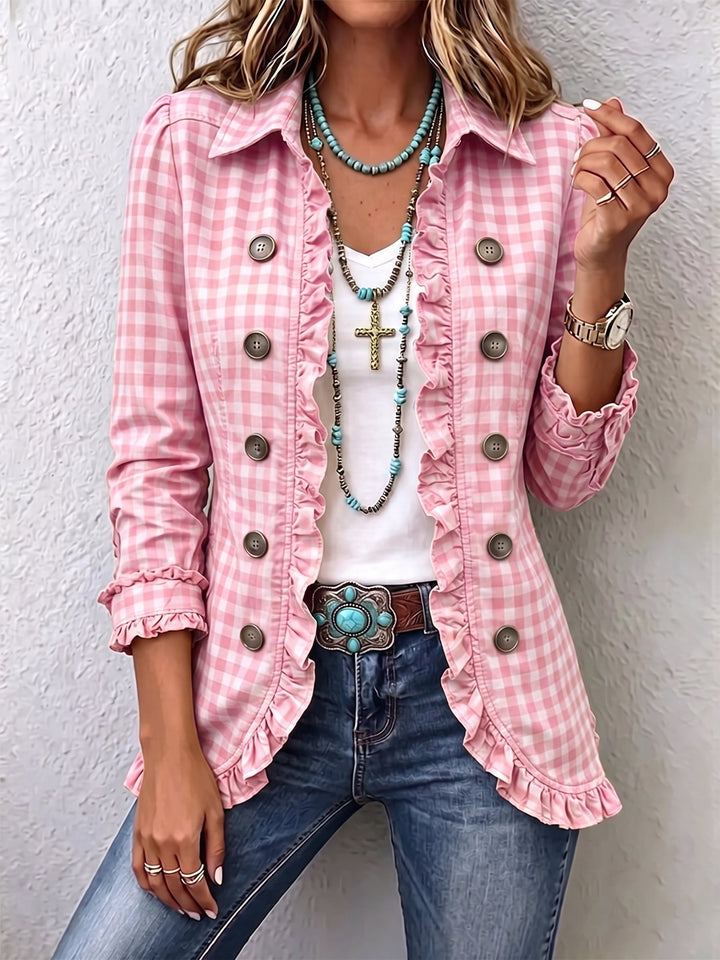 Evelyn | Chaqueta de cuadros con volantes 6