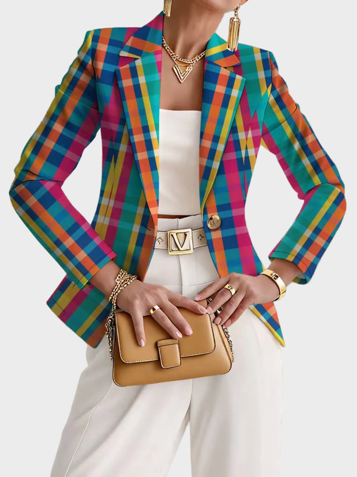 Rosaline | Chaqueta de cuadros arcoíris 1